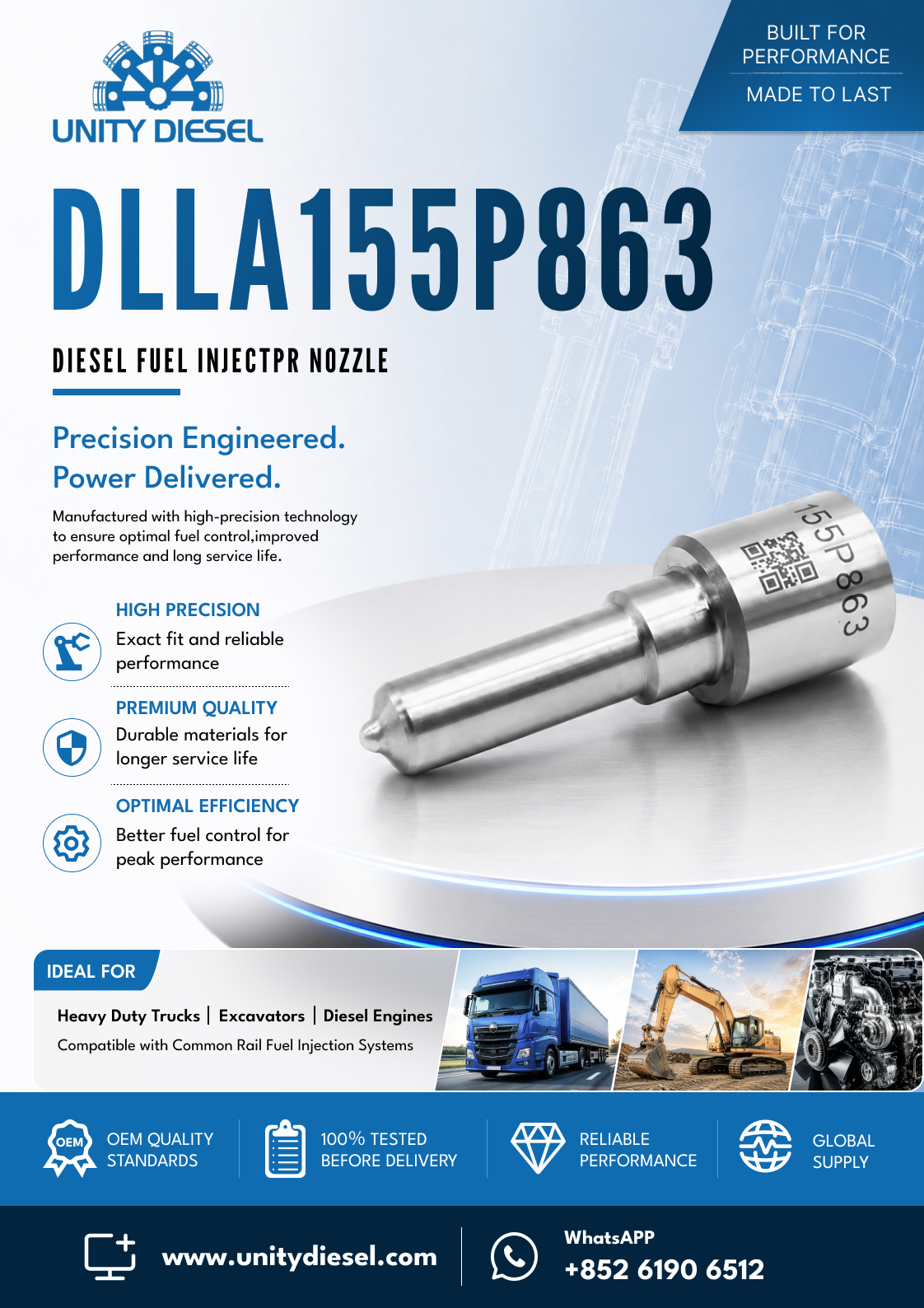 Common Rail Nozzle DLLA155P863 OE 093400-8630 / 095000-5921