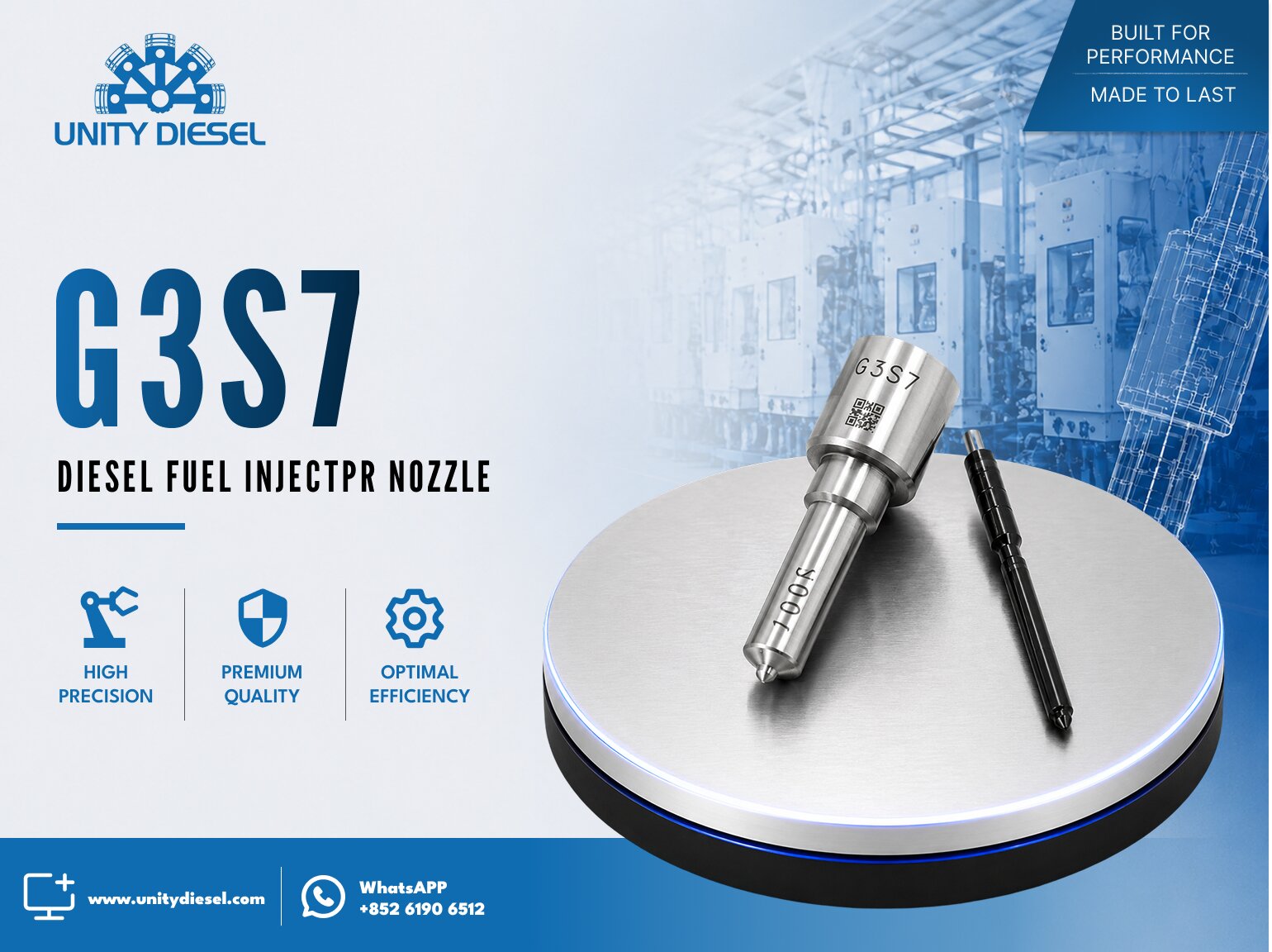 共轨喷油嘴 G3S7 OE 293400-0070 适配 295050-0190 / 295050-0210 / 295050-0530 / 295050-0470 / 9729505-047 / DCRI300470